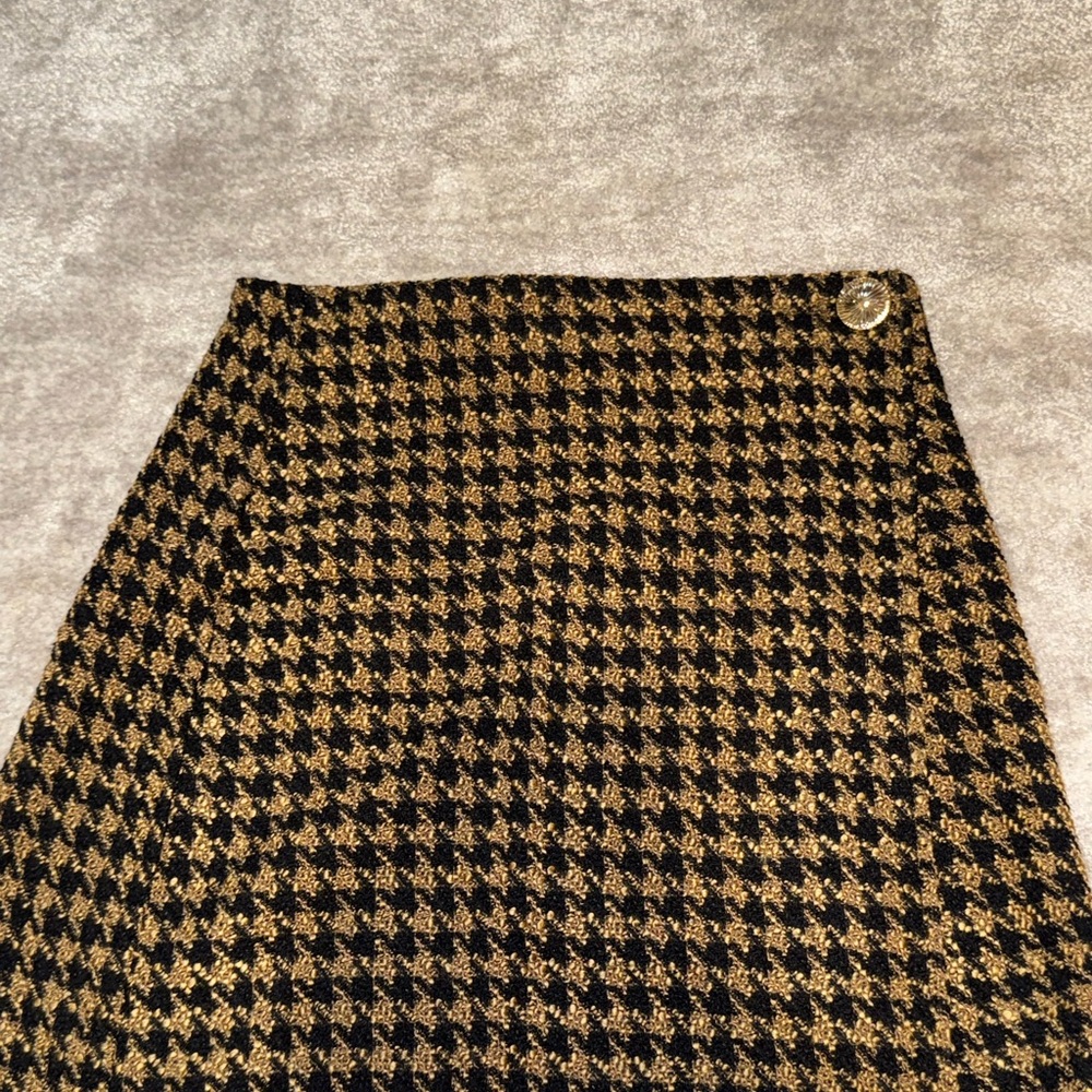 ASOS Black and Gold Houndstooth Mini Skirt